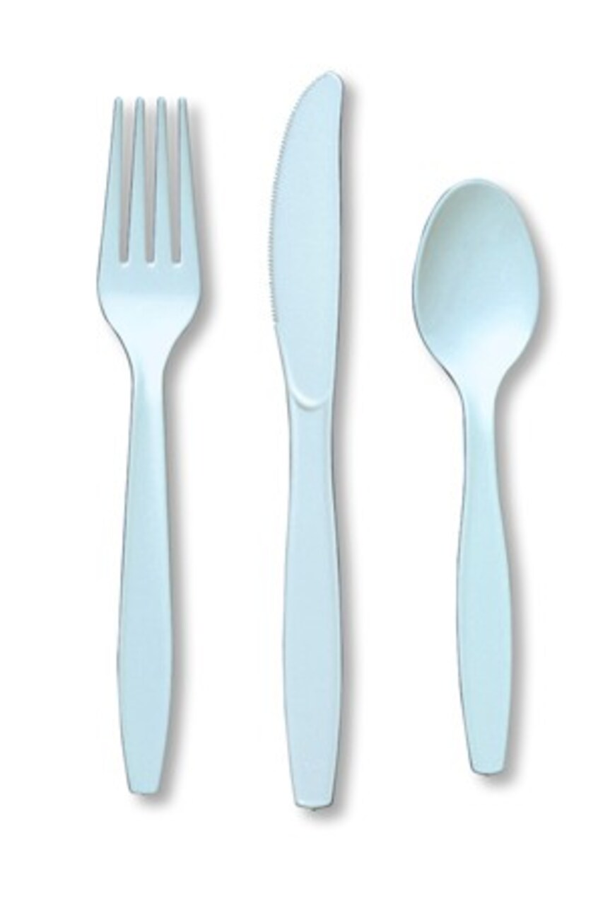 Party Central 3-Piece Disposable Party Cutlery Sets - 7.5" - Pastel Blue - Club Pack of 288